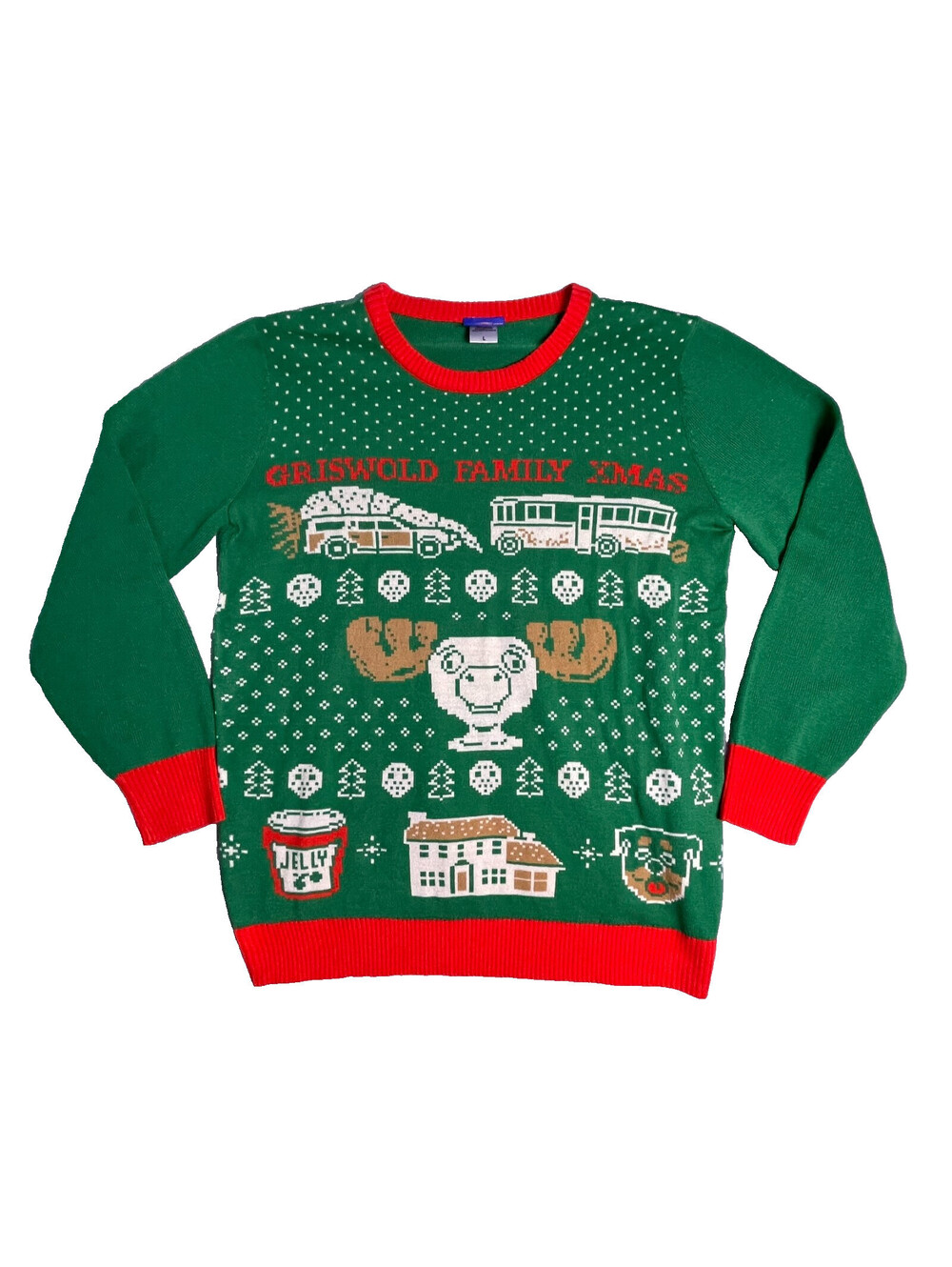 National Lampoons Christmas Vacation Sweater Mens L Green Ugly Xmas Griswold